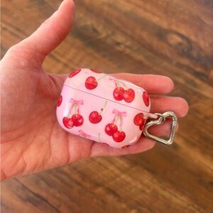 cutie pink cherry and bow pattern airpods pro case 1st/2nd generation